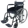 Standard Foldable Manual Wheelchair with Steel Frame & Detachable Footrests